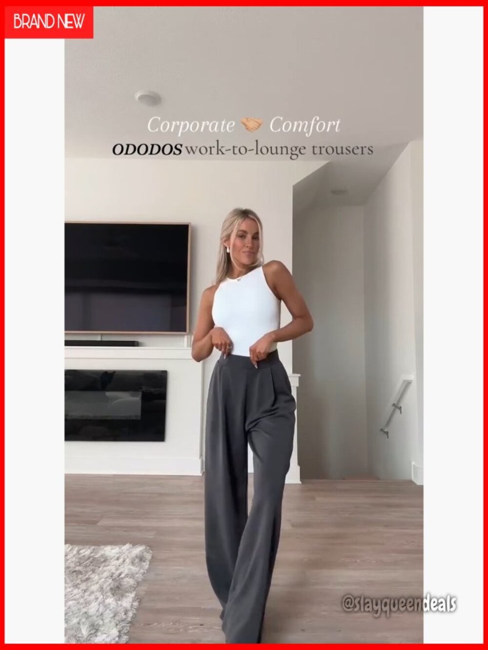 High Waist Wide Leg Pants with Pockets Modal Soft Relaxed - Picture 7 of 7